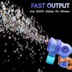 Aria Automatic Space Bubble Gun for Kids – 12-Hole Porous Bubble Machine with Bright LED Lights – Leak-Proof Design with 2 Bottles of Bubble Solution – Battery Operated Outdoor Toy for Toddlers & Parties - Image 4