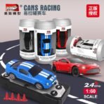 Mini RC Cans Racing Car – 2.4GHz Remote Control Sports Car Toy in Can Box, 1:60 Scale, Rechargeable Mini Car with Controller (Assorted Colors)