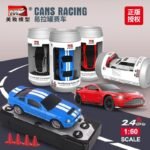 Mini RC Cans Racing Car – 2.4GHz Remote Control Sports Car Toy in Can Box, 1:60 Scale, Rechargeable Mini Car with Controller (Assorted Colors)