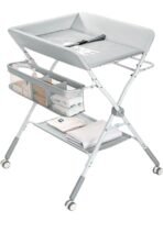 Premium Diaper Changing Table with Scale Pattern, Baby Care, Baby Diaper Changing Table, Rolling Crib, Diaper Changing Table, Baby Rack, 3 Adjustable Levels, Foldable