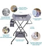 Premium Diaper Changing Table with Scale Pattern, Baby Care, Baby Diaper Changing Table, Rolling Crib, Diaper Changing Table, Baby Rack, 3 Adjustable Levels, Foldable - Image 3