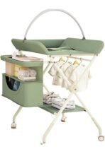 Premium Ultimate Baby Portable Folding Diaper Changing Table, Drawers and Wheels, Adjustable Height and Safety Belt, Grey, 78.99 x 60.2 x 9.91 cm