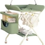 Premium Ultimate Baby Portable Folding Diaper Changing Table, Drawers and Wheels, Adjustable Height and Safety Belt, Grey, 78.99 x 60.2 x 9.91 cm