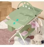 Premium Ultimate Baby Portable Folding Diaper Changing Table, Drawers and Wheels, Adjustable Height and Safety Belt, Grey, 78.99 x 60.2 x 9.91 cm - Image 2