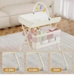 Premium Ultimate Baby Portable Folding Diaper Changing Table, Drawers and Wheels, Adjustable Height and Safety Belt, Grey, 78.99 x 60.2 x 9.91 cm - Image 5