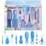 Premium 10-in-1 Baby Grooming & Healthcare Kit – Portable Infant Care Set with Digital Thermometer, Nasal Aspirator, Hair Brush, & Manicure Tools – BPA-Free Safe Grooming Essentials for Newborns, Toddlers, Travel & Daily Use (Blue)