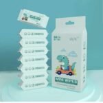 Premium Mini Baby Wipes Disposable Portable Pocket Water Wipes Baby Skin Care Wet Tissue Travel Children Baby Hand & Face Baby Sanitizing Cleansing/Moisturising For Fresh 8 Mini Pack (64 Wipes X 2 Pack) Random Cute Animals
