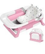 Premium Foldable & Collapsible Baby Bathtub,Baby Bath Tub with Soft Cushion,Baby Bathtub for Newborn to Toddler 0-36 Months, Portable Travel Baby Tub with No-Slip Feet, Baby Shower Gifts - Image 2