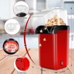 Premium Electric Popcorn Maker – Hot Air Popper Machine, Fast & Healthy Oil-Free Popcorn Maker for Home – Compact & Easy to Use (Red) - Image 2