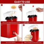Premium Electric Popcorn Maker – Hot Air Popper Machine, Fast & Healthy Oil-Free Popcorn Maker for Home – Compact & Easy to Use (Red) - Image 5