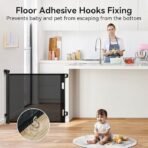 Premium Retractable Baby & Pet Safety Gate – Extra Wide 0-180cm Mesh Barrier for Stairs, Hallways & Doorways – 84cm Tall Indoor/Outdoor Child Safety Gate with One-Handed Operation (Black) - Image 3