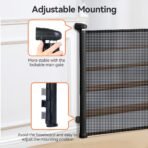 Premium Retractable Baby & Pet Safety Gate – Extra Wide 0-180cm Mesh Barrier for Stairs, Hallways & Doorways – 84cm Tall Indoor/Outdoor Child Safety Gate with One-Handed Operation (Black) - Image 5