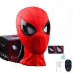 Premium Spider Hero Mask - Movable Mechanical Eye, Realistic Superhero Full Mask - Cosplay, Movie Props for Men & Children - Red