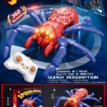 Wall Climbing RC Spider Toy – 360° Rotating Remote Control Spider with LED Lights, Vacuum Suction & Rechargeable Battery (Red & Blue)