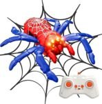 Wall Climbing RC Spider Toy – 360° Rotating Remote Control Spider with LED Lights, Vacuum Suction & Rechargeable Battery (Red & Blue) - Image 2