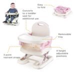 Premium Mastela Folding Booster Seat for Babies & Toddlers (6–48 Months) – 2-Level Height Adjustment, Non-Skid Feet, Dishwasher-Safe Tray & Compact Foldable Design – Pink - Image 5