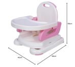 Premium Mastela Folding Booster Seat for Babies & Toddlers (6–48 Months) – 2-Level Height Adjustment, Non-Skid Feet, Dishwasher-Safe Tray & Compact Foldable Design – Pink - Image 2