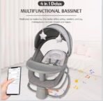 Premium Mastela 4 in 1 Swing Rocker Automatic for Newborn Baby 0 to 18 Month Girl & Boy with 4- Swing Modes, Detachable Tray, Backrest Adjustment Bassinet, Bluetooth Playback - Beige - Image 3