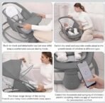 Premium Mastela 4 in 1 Swing Rocker Automatic for Newborn Baby 0 to 18 Month Girl & Boy with 4- Swing Modes, Detachable Tray, Backrest Adjustment Bassinet, Bluetooth Playback - Beige - Image 5