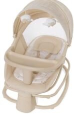 Premium Mastela 4 in 1 Swing Rocker Automatic for Newborn Baby 0 to 18 Month Girl & Boy with 4- Swing Modes, Detachable Tray, Backrest Adjustment Bassinet, Bluetooth Playback - Beige - Image 9