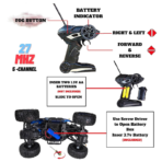 Premium RC High-Speed Off-Road Monster Truck – 1:16 Scale 2WD Remote Control Racing Car with Realistic Mist Smoke Spray, LED Lights & Rock Crawler Suspension - Image 6