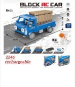 Blue Delivery Truck Building Block RC Car – 2.4GHz Rechargeable Remote Control Cargo Truck DIY Kit - Image 3