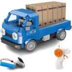 Blue Delivery Truck Building Block RC Car – 2.4GHz Rechargeable Remote Control Cargo Truck DIY Kit