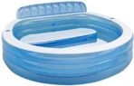Richtots Premium Intex #57190 Swim Center Family Lounge Pool – 7.5ft Round Inflatable Pool with Built-in Bench – Integrated Backrest & Cup Holders for Total Summer Comfort