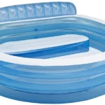 Richtots Premium Intex #57190 Swim Center Family Lounge Pool – 7.5ft Round Inflatable Pool with Built-in Bench – Integrated Backrest & Cup Holders for Total Summer Comfort