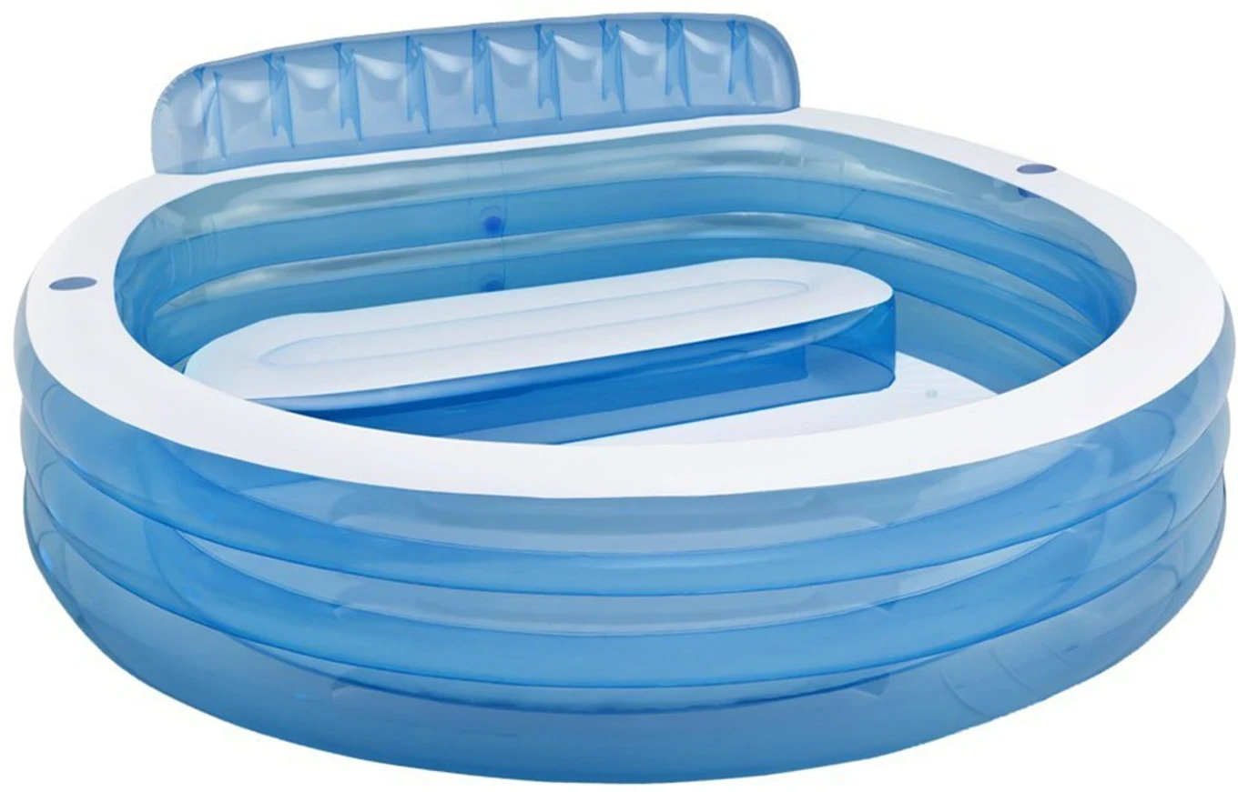 190 Richtots Premium Intex #57190 Swim Center Family Lounge Pool – 7.5ft Round Inflatable Pool with Built-in Bench – Integrated Backrest & Cup Holders for Total Summer Comfort - Image 1