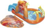 Richtots Premium Bestway #53160 Lava Lagoon Inflatable Play Center – Mega Water Park with Volcano Sprayer, Water Slide, and Ring Toss – Summer Fun Backyard Pool for Kids & Toddlers