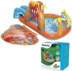 Richtots Premium Bestway #53160 Lava Lagoon Inflatable Play Center – Mega Water Park with Volcano Sprayer, Water Slide, and Ring Toss – Summer Fun Backyard Pool for Kids & Toddlers - Image 3