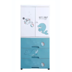 Richtots Premium Kids’ Modular Storage Almirah with 3 Deep Drawers and 2-Door Hanging Section – Cartoon Print Organizer - Image 2