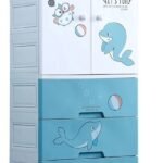 Richtots Premium Kids’ Modular Storage Almirah with 3 Deep Drawers and 2-Door Hanging Section – Cartoon Print Organizer