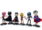 Richtots Premium 6-Piece Ultimate Superhero Mini Figure Set – Chibi Style Marvel & DC Inspired Collectibles – Detailed Iron Man, Spider-Man, Batman & Superman Action Figures – Perfect Cake Toppers & Desk Decor