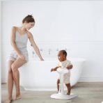 Premium Baby Bath Tub with Stand Hug Bath Tower for Standing Up Themselves, 6-36 Months Toddler Shower Stand Support, Free Mother Hands, Easy Setup, Safe Design, Adjustable Size (Grey) - Image 3