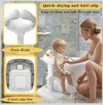 Premium Baby Bath Tub with Stand Hug Bath Tower for Standing Up Themselves, 6-36 Months Toddler Shower Stand Support, Free Mother Hands, Easy Setup, Safe Design, Adjustable Size (Grey) - Image 5