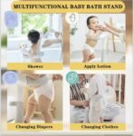 Premium Baby Bath Tub with Stand Hug Bath Tower for Standing Up Themselves, 6-36 Months Toddler Shower Stand Support, Free Mother Hands, Easy Setup, Safe Design, Adjustable Size (Grey) - Image 7