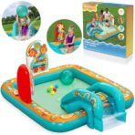 Richtots Premium Bestway #53164 Retro Groove Inflatable Play Center – 6ft 4in Kids Splash Pool with Slide, Sprayer, and Interactive Ball Games - Image 6