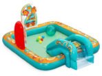 Richtots Premium Bestway #53164 Retro Groove Inflatable Play Center – 6ft 4in Kids Splash Pool with Slide, Sprayer, and Interactive Ball Games