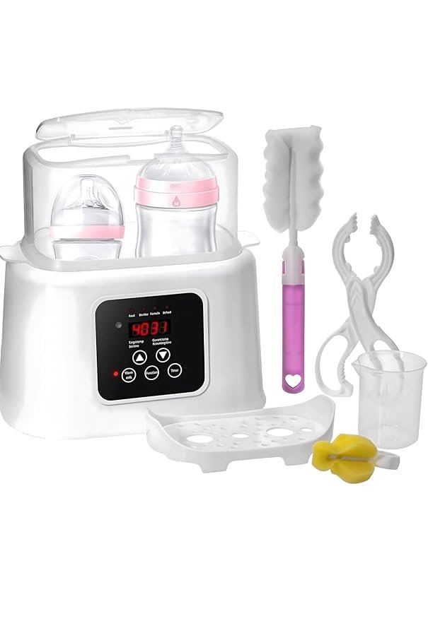 bottle Premium 2-in-1 Baby Bottle Warmer & Sterilizer – Fast Heating, Precise Temperature Control, LCD Display, Large Capacity with Pliers and Brush - Bottles not Included, Baby Food Formula Heater - Image 1