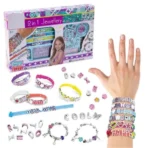 Richtots Premium 2-in-1 DIY Jewelry Creator Kit, Friendship Bracelet Making Set with 6 Message Bands and 2 Charm Bracelets, Personalized Beads and Charms, Creative Craft Gift for Girls Ages 5+