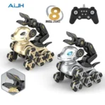 Richtots Premium 8-Wheel Stunt Dog, Multifunctional Remote Control Electric Pet with Gesture Control, 360° Rotating Arms, Music, and LED Lighting (Gold/Silver) - Image 3
