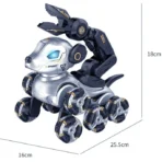 Richtots Premium 8-Wheel Stunt Dog, Multifunctional Remote Control Electric Pet with Gesture Control, 360° Rotating Arms, Music, and LED Lighting (Gold/Silver) - Image 2
