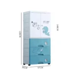 Richtots Premium Kids’ Modular Storage Almirah with 3 Deep Drawers and 2-Door Hanging Section – Cartoon Print Organizer - Image 6
