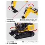 Richtots Premium 11-Channel RC Alloy Excavator – Big Size Metal Remote Control JCB Truck with Real Smoke Effect, 640° Rotation, and Rechargeable Battery - Image 3
