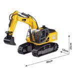 Richtots Premium 11-Channel RC Alloy Excavator – Big Size Metal Remote Control JCB Truck with Real Smoke Effect, 640° Rotation, and Rechargeable Battery - Image 2