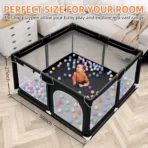 Richtots Premium Kids Play Zone – 6ft x 6ft Safety Fence with Slide, Swing, Basketball Hoop, and Thick Floor Mats – Large Indoor/Outdoor Toddler Activity Center - Image 2