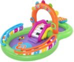 Richtots Premium Bestway #53117 Music Land Inflatable Play Center – Interactive Kids Pool with Piano Slide, Sprayer Arch, and Ball Pit – Multi-Activity Backyard Water Park for Toddlers