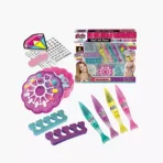 Richtots Premium 2-in-1 Nail Art Pens & Beauty Studio, DIY Creative Manicure Set with 4 Dual-Tip Paint Pens, Stickers, and Appliques, Healthy & Non-Toxic Craft Gift for Girls